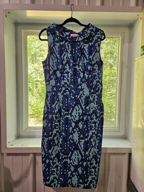 Lilly Pulitzer Blue & Teal Patterned Dress (Size 12)